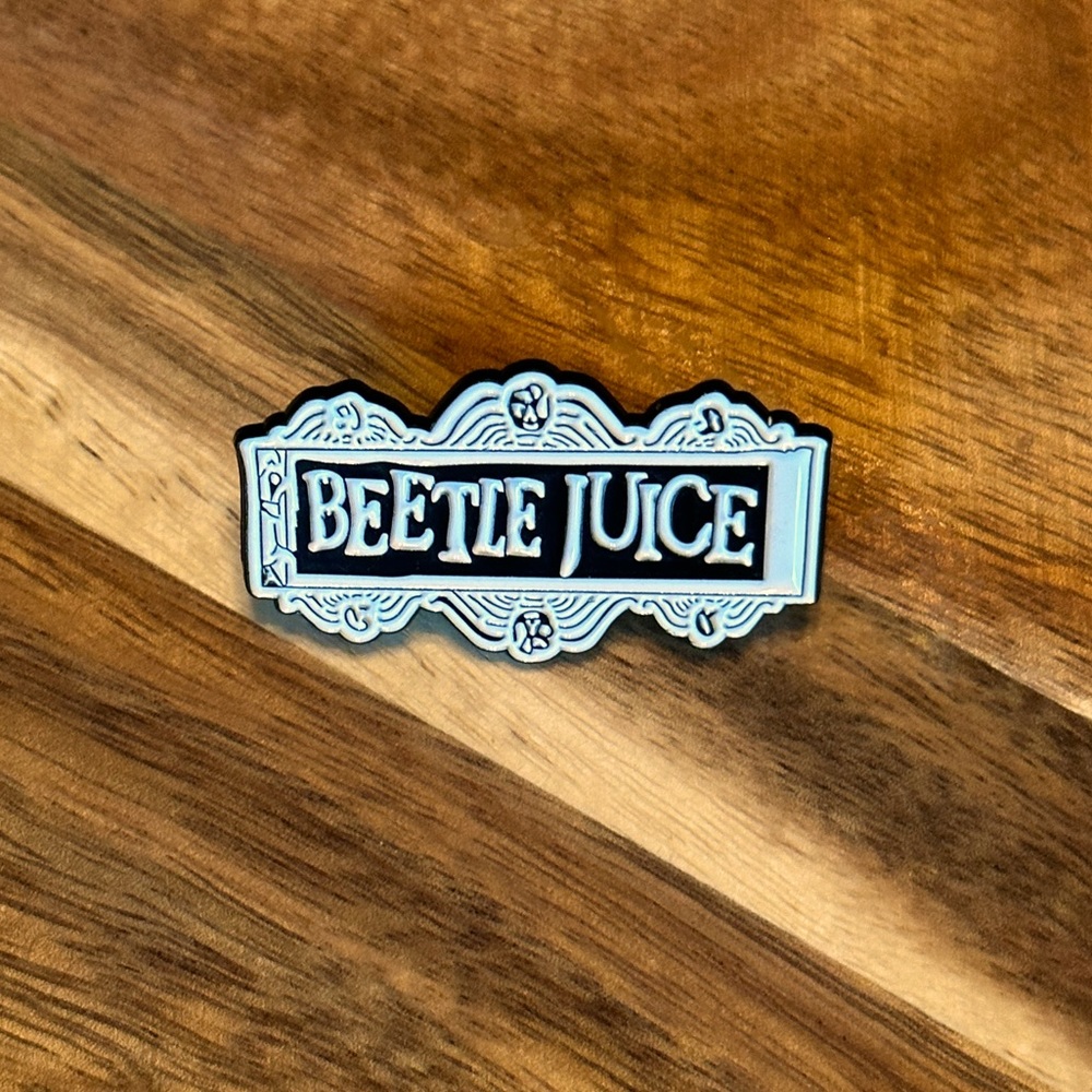 New Beetlejuice Logo Black And White Enamel Pin